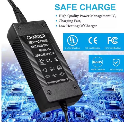 54.6V 2A Power Supply Adapter Charger 3 Prong Jack GX16 for 48v Health Care 13S Lithium battery Charger - Image 2